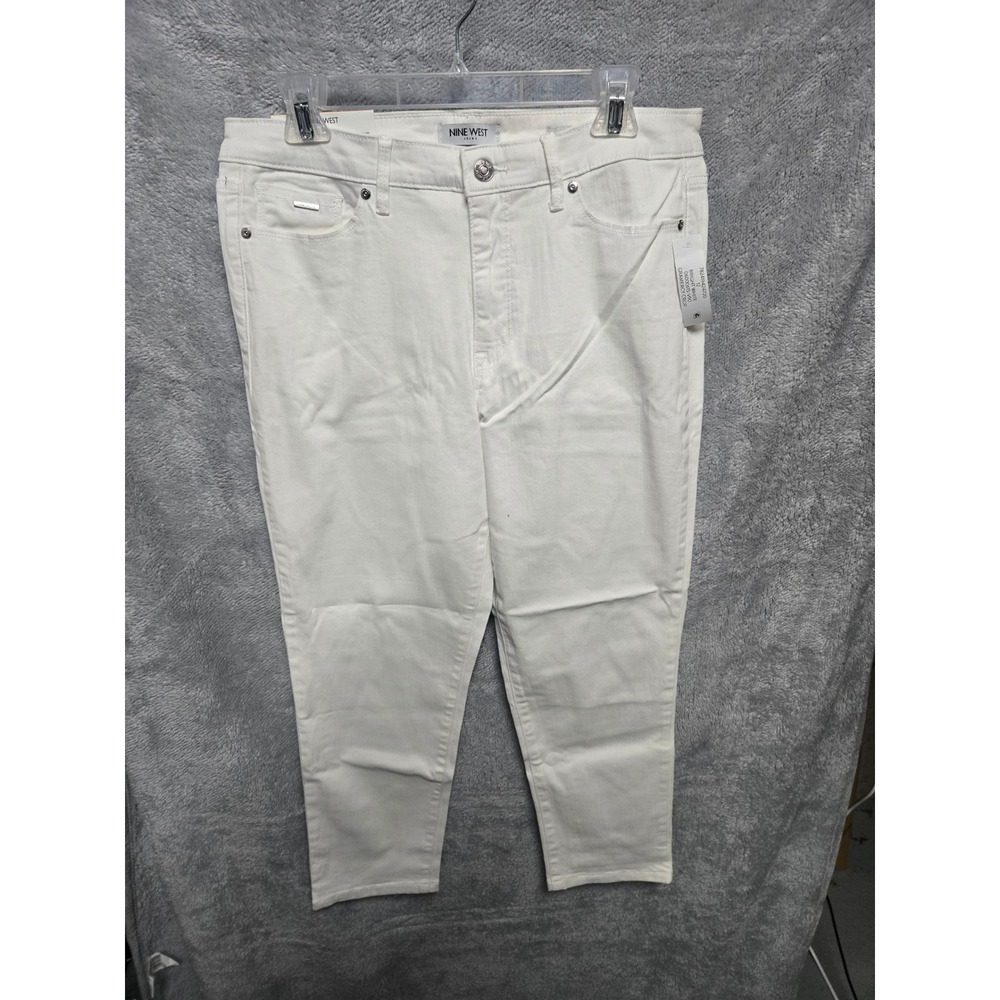 Nine West Gramercy Crop Jeans Womens 12 White Slim Fit Soft Touch Twill New